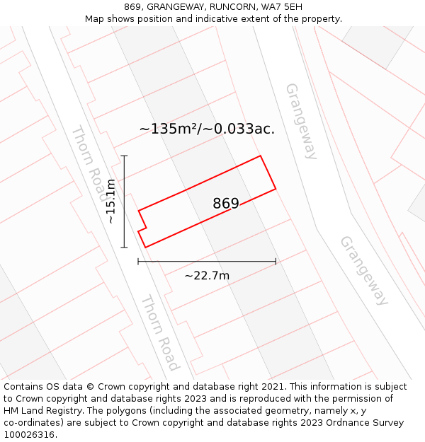 869, GRANGEWAY, RUNCORN, WA7 5EH: Plot and title map