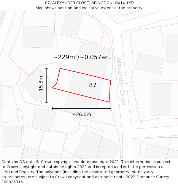87, ALEXANDER CLOSE, ABINGDON, OX14 1XD: Plot and title map