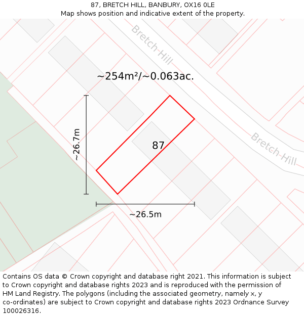 87, BRETCH HILL, BANBURY, OX16 0LE: Plot and title map