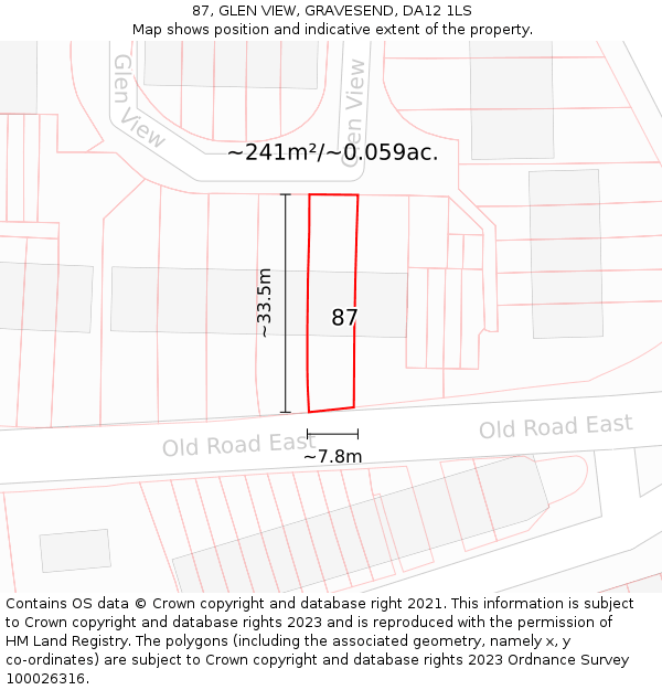 87, GLEN VIEW, GRAVESEND, DA12 1LS: Plot and title map