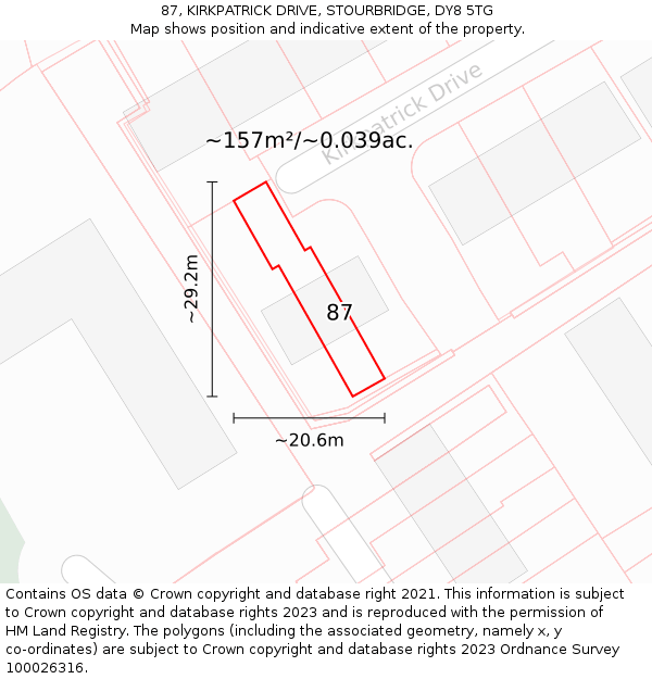 87, KIRKPATRICK DRIVE, STOURBRIDGE, DY8 5TG: Plot and title map