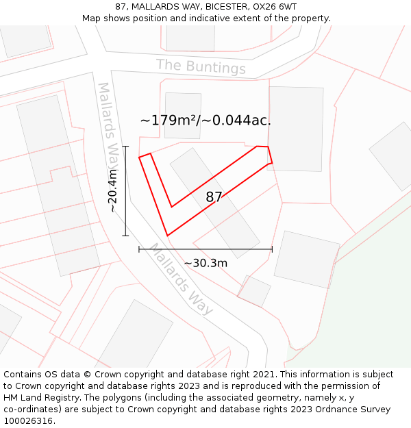 87, MALLARDS WAY, BICESTER, OX26 6WT: Plot and title map