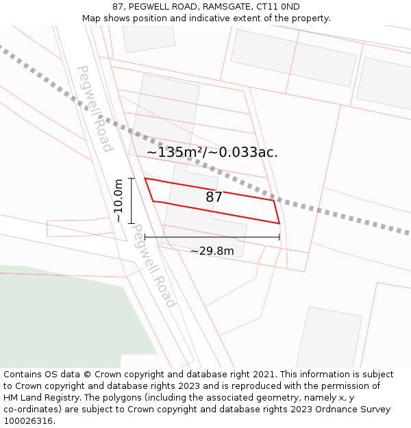 87, PEGWELL ROAD, RAMSGATE, CT11 0ND: Plot and title map