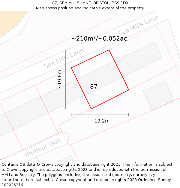 87, SEA MILLS LANE, BRISTOL, BS9 1DX: Plot and title map