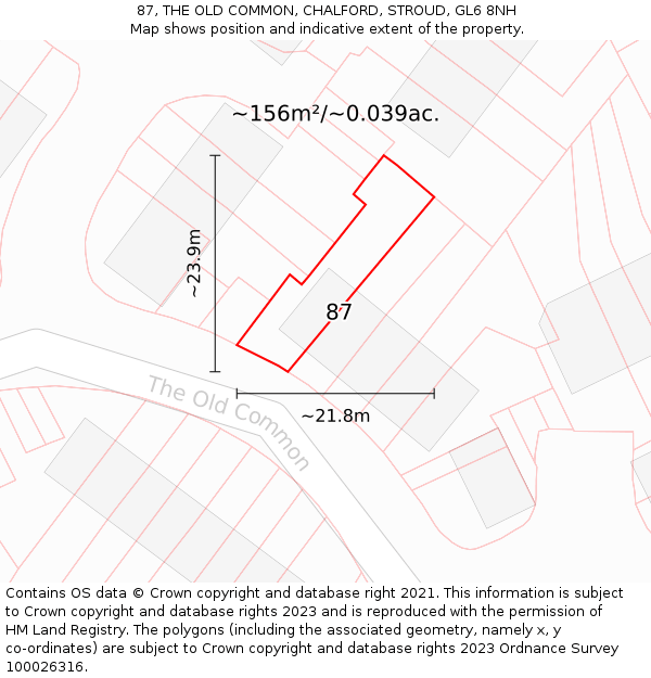 87, THE OLD COMMON, CHALFORD, STROUD, GL6 8NH: Plot and title map