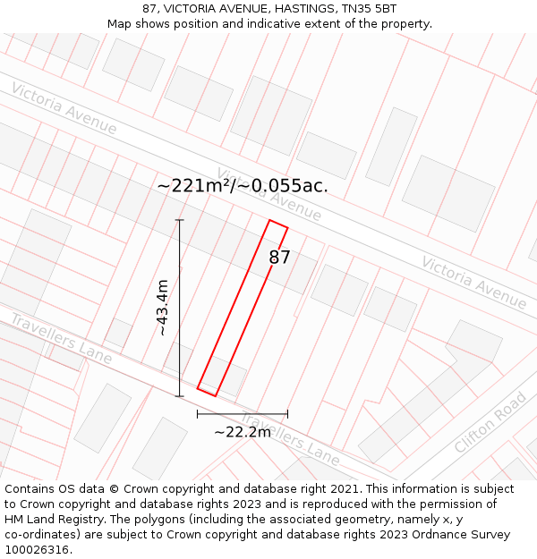 87, VICTORIA AVENUE, HASTINGS, TN35 5BT: Plot and title map