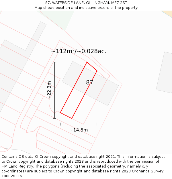 87, WATERSIDE LANE, GILLINGHAM, ME7 2ST: Plot and title map