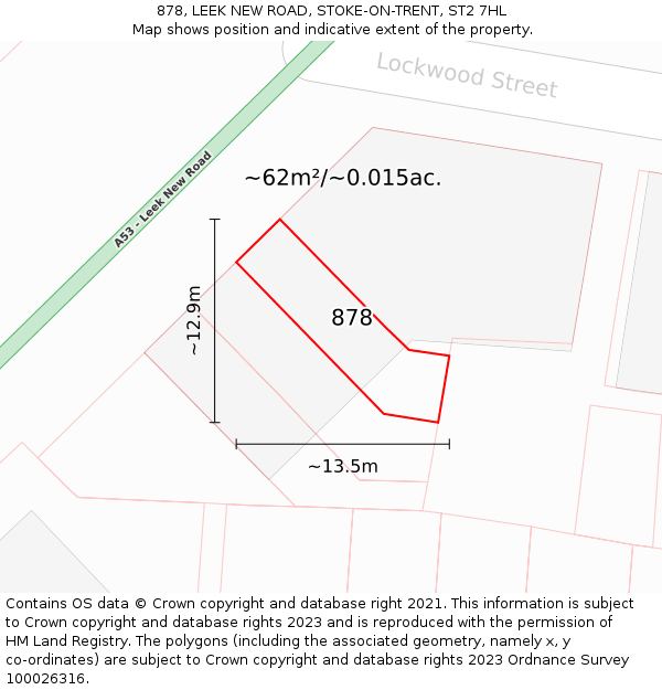 878, LEEK NEW ROAD, STOKE-ON-TRENT, ST2 7HL: Plot and title map