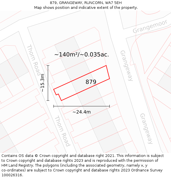 879, GRANGEWAY, RUNCORN, WA7 5EH: Plot and title map