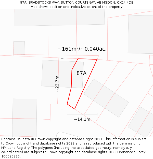 87A, BRADSTOCKS WAY, SUTTON COURTENAY, ABINGDON, OX14 4DB: Plot and title map