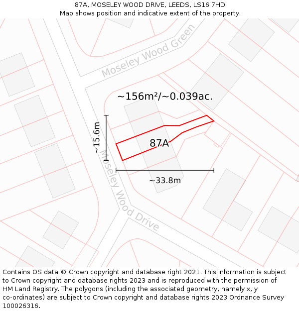 87A, MOSELEY WOOD DRIVE, LEEDS, LS16 7HD: Plot and title map