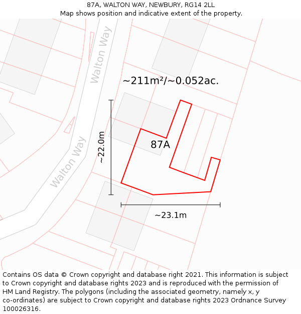 87A, WALTON WAY, NEWBURY, RG14 2LL: Plot and title map