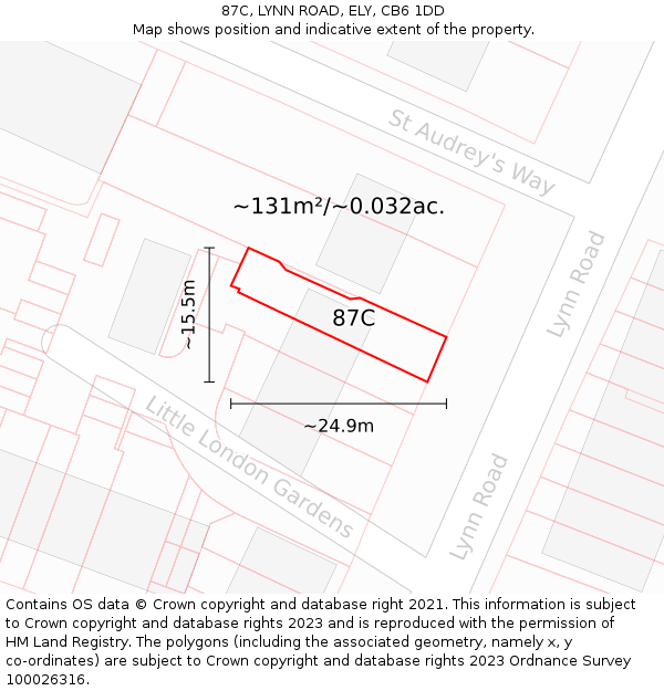 87C, LYNN ROAD, ELY, CB6 1DD: Plot and title map