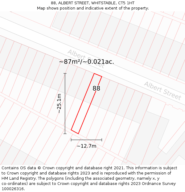 88, ALBERT STREET, WHITSTABLE, CT5 1HT: Plot and title map