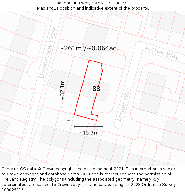 88, ARCHER WAY, SWANLEY, BR8 7XP: Plot and title map