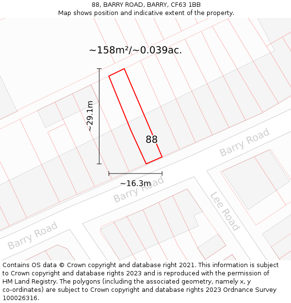 88, BARRY ROAD, BARRY, CF63 1BB: Plot and title map