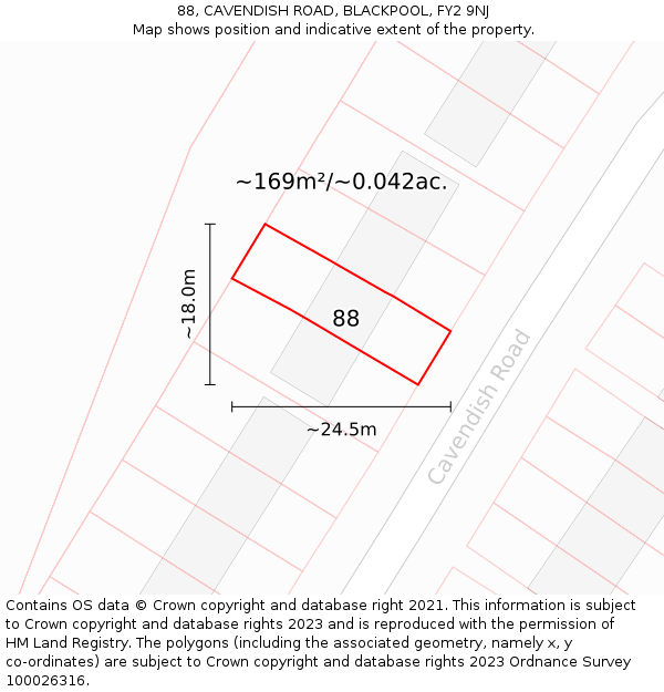 88, CAVENDISH ROAD, BLACKPOOL, FY2 9NJ: Plot and title map