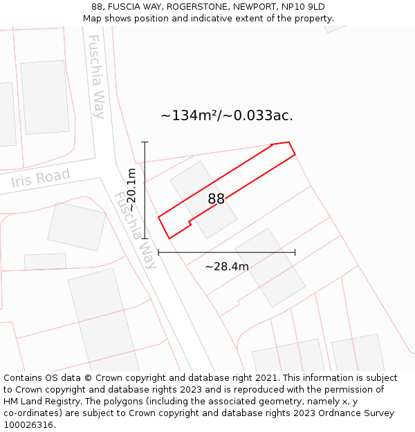 88, FUSCIA WAY, ROGERSTONE, NEWPORT, NP10 9LD: Plot and title map