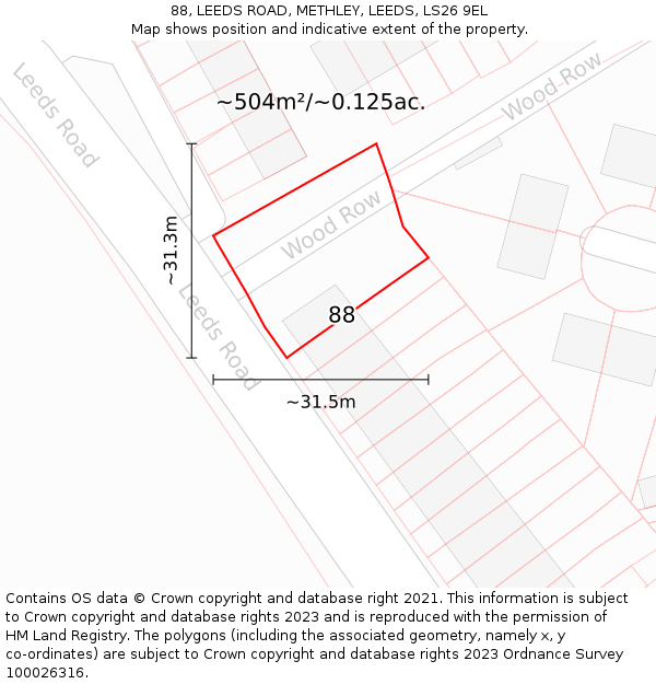 88, LEEDS ROAD, METHLEY, LEEDS, LS26 9EL: Plot and title map