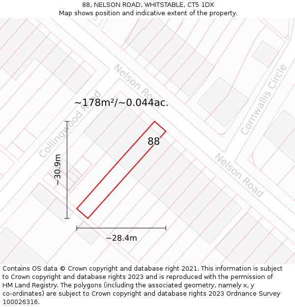 88, NELSON ROAD, WHITSTABLE, CT5 1DX: Plot and title map