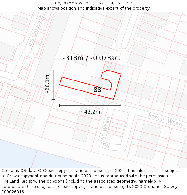 88, ROMAN WHARF, LINCOLN, LN1 1SR: Plot and title map