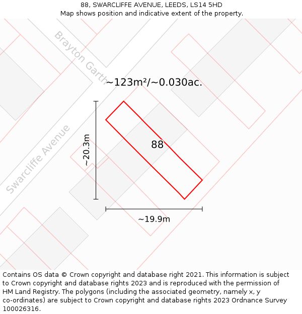 88, SWARCLIFFE AVENUE, LEEDS, LS14 5HD: Plot and title map