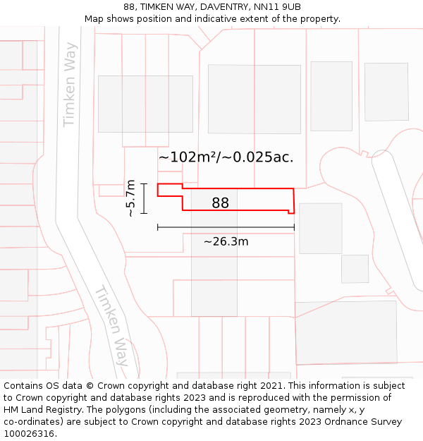 88, TIMKEN WAY, DAVENTRY, NN11 9UB: Plot and title map