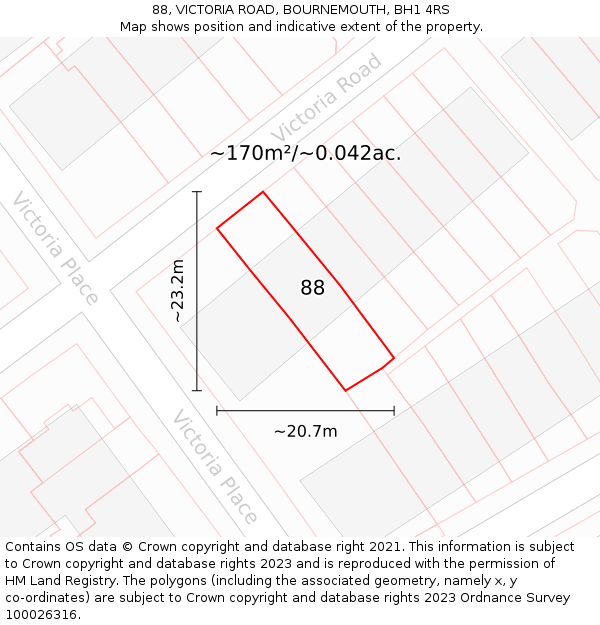 88, VICTORIA ROAD, BOURNEMOUTH, BH1 4RS: Plot and title map