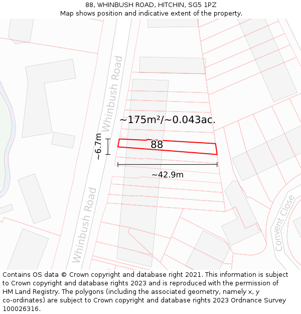 88, WHINBUSH ROAD, HITCHIN, SG5 1PZ: Plot and title map