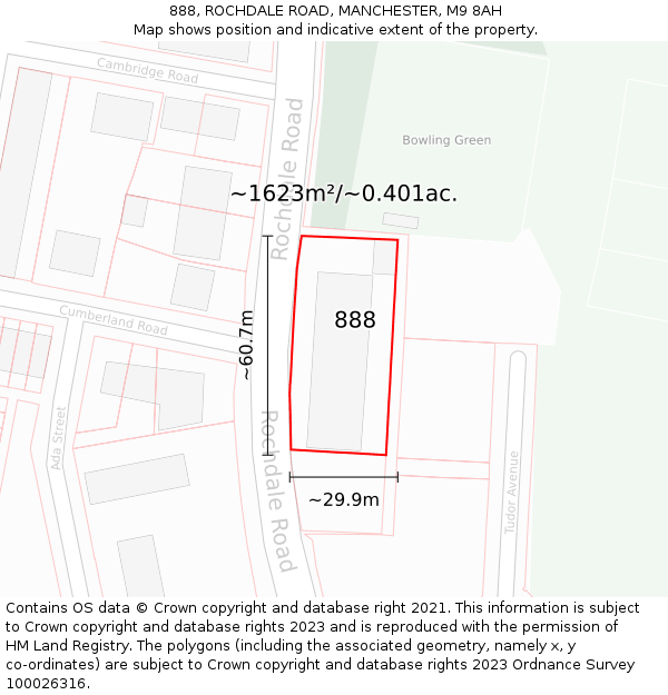 888, ROCHDALE ROAD, MANCHESTER, M9 8AH: Plot and title map