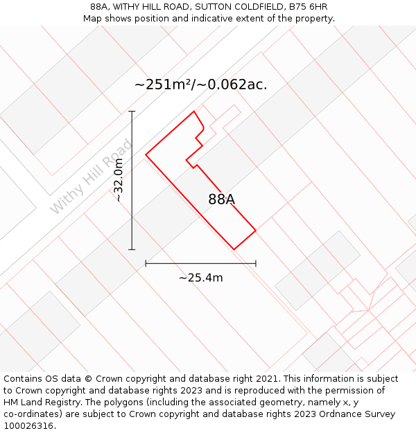 88A, WITHY HILL ROAD, SUTTON COLDFIELD, B75 6HR: Plot and title map