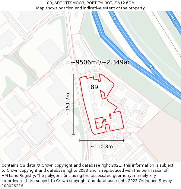 89, ABBOTTSMOOR, PORT TALBOT, SA12 6DA: Plot and title map