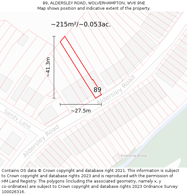 89, ALDERSLEY ROAD, WOLVERHAMPTON, WV6 9NE: Plot and title map