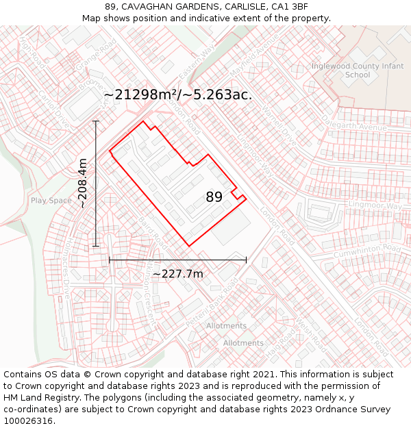 89, CAVAGHAN GARDENS, CARLISLE, CA1 3BF: Plot and title map