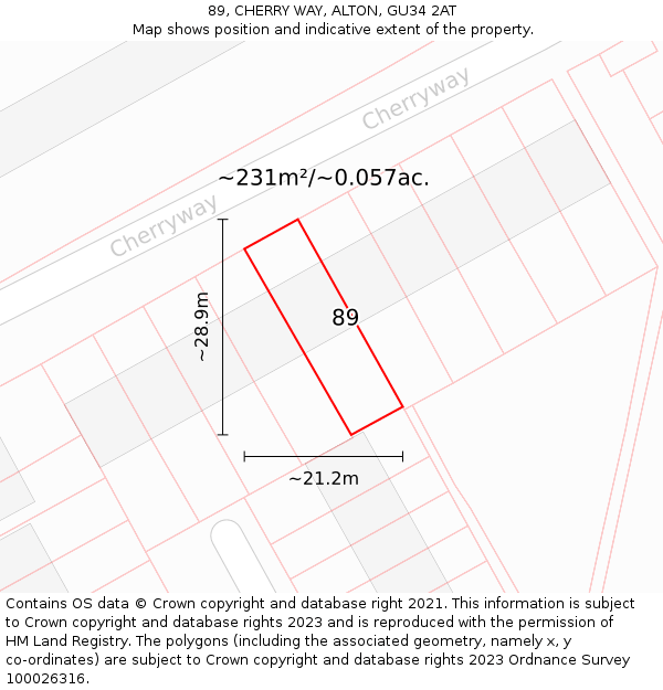 89, CHERRY WAY, ALTON, GU34 2AT: Plot and title map