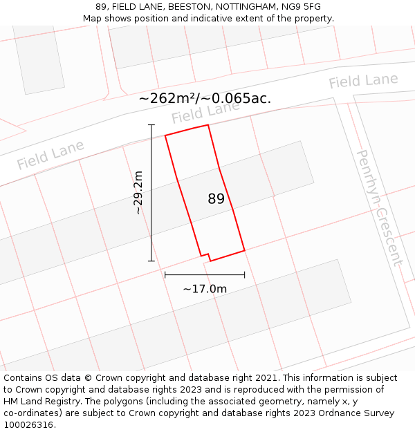 89, FIELD LANE, BEESTON, NOTTINGHAM, NG9 5FG: Plot and title map