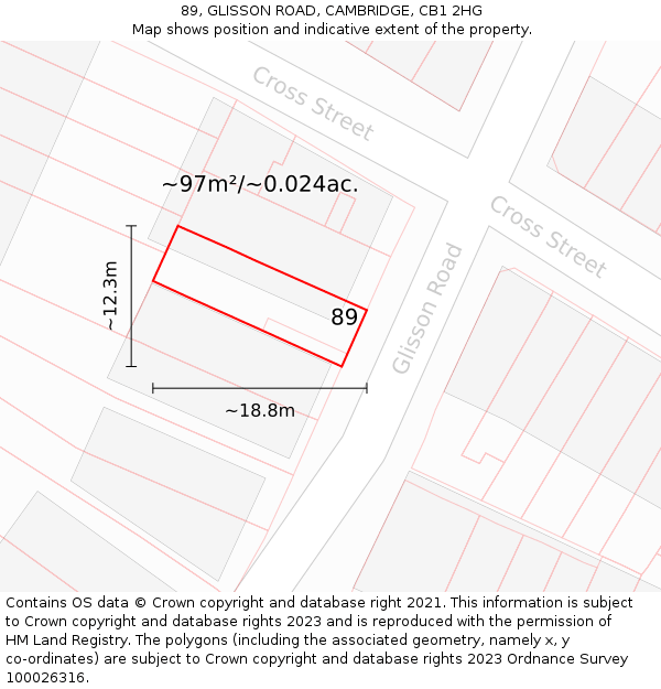 89, GLISSON ROAD, CAMBRIDGE, CB1 2HG: Plot and title map