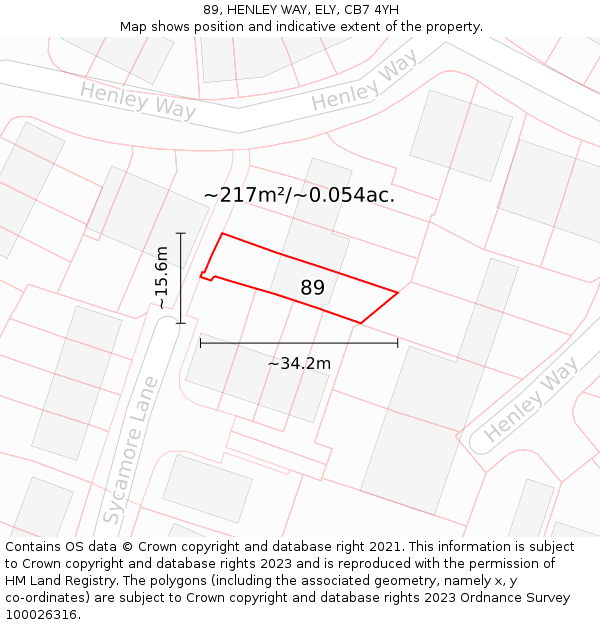89, HENLEY WAY, ELY, CB7 4YH: Plot and title map