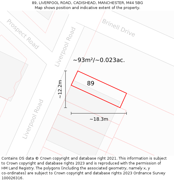 89, LIVERPOOL ROAD, CADISHEAD, MANCHESTER, M44 5BG: Plot and title map