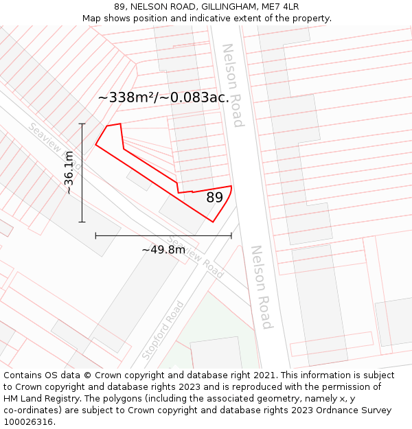 89, NELSON ROAD, GILLINGHAM, ME7 4LR: Plot and title map