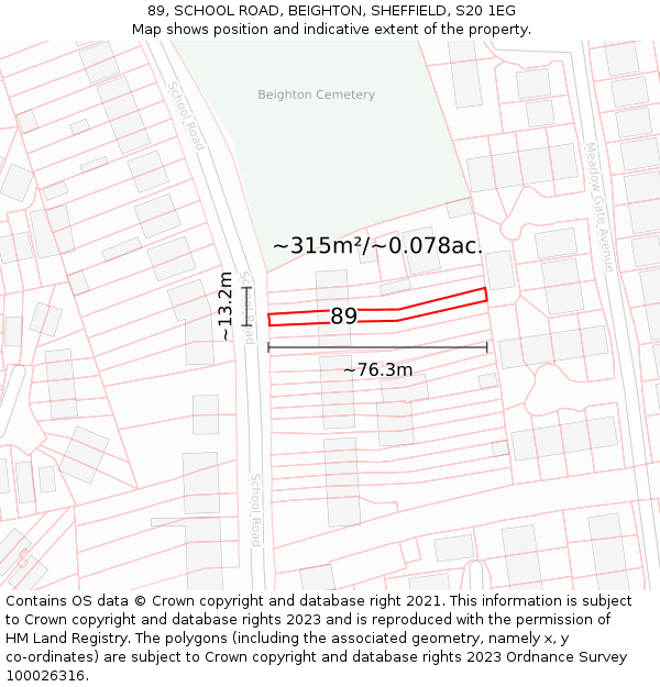 89, SCHOOL ROAD, BEIGHTON, SHEFFIELD, S20 1EG: Plot and title map