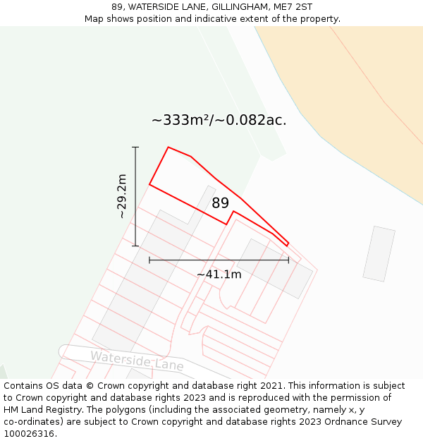 89, WATERSIDE LANE, GILLINGHAM, ME7 2ST: Plot and title map