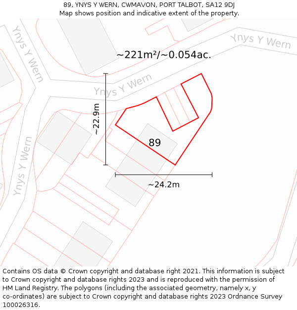 89, YNYS Y WERN, CWMAVON, PORT TALBOT, SA12 9DJ: Plot and title map