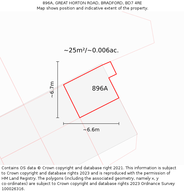 896A, GREAT HORTON ROAD, BRADFORD, BD7 4RE: Plot and title map