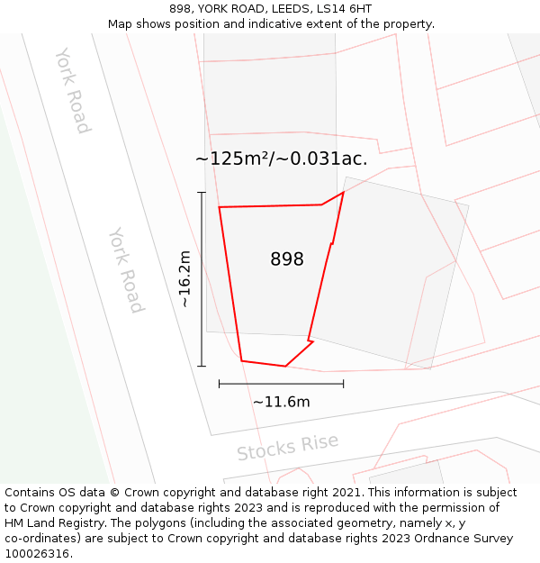 898, YORK ROAD, LEEDS, LS14 6HT: Plot and title map