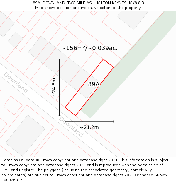 89A, DOWNLAND, TWO MILE ASH, MILTON KEYNES, MK8 8JB: Plot and title map