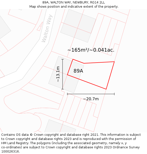 89A, WALTON WAY, NEWBURY, RG14 2LL: Plot and title map