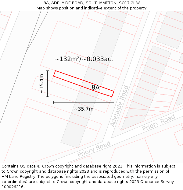 8A, ADELAIDE ROAD, SOUTHAMPTON, SO17 2HW: Plot and title map