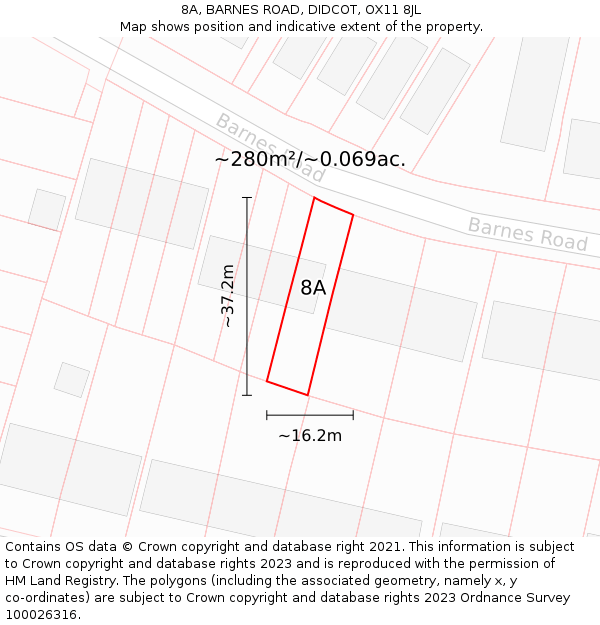 8A, BARNES ROAD, DIDCOT, OX11 8JL: Plot and title map
