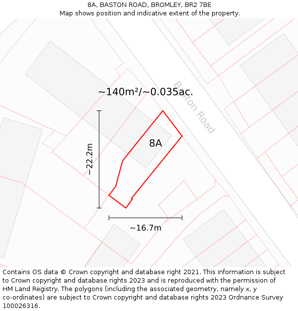 8A, BASTON ROAD, BROMLEY, BR2 7BE: Plot and title map